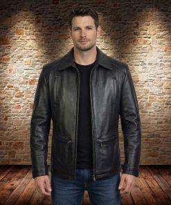 Ανδρικό δερμάτινο μπουφάν Camel