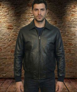 Ανδρικό δερμάτινο μπουφάν Bomber A21