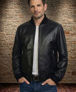 Ανδρικό δερμάτινο μπουφάν bomber